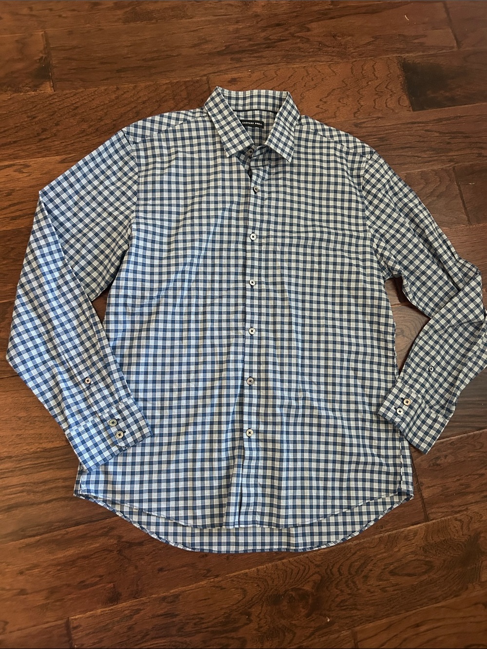 Zachary Prell Men's Blue Checked Long Sleeve Button-Down Shirt